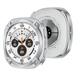 Durable Metal Armor Protective Bumper Case for Watch 8 44mm (Silver White)