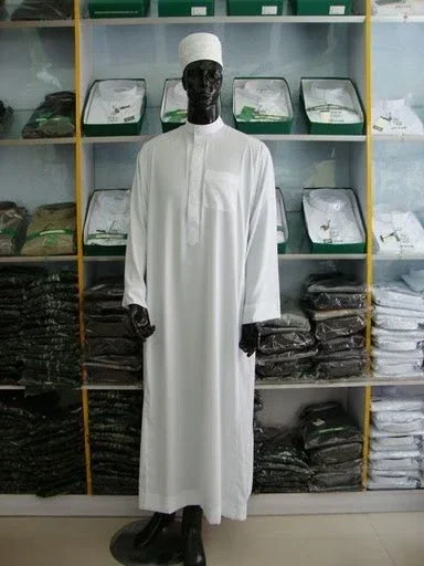 Top Grade Imported South Korean Material  Islamic Men Clothing Jibbah Muslim Kaftan Robe Arab White Thobe
