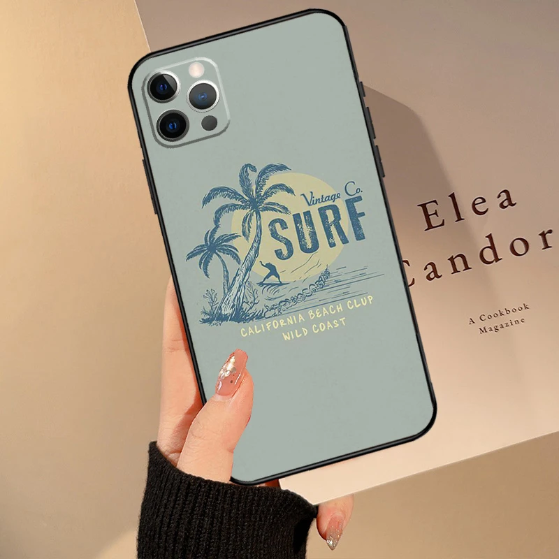 Palms Beach Surf Funda For iPhone 15 14 13 12 11 16 Pro Max Mini