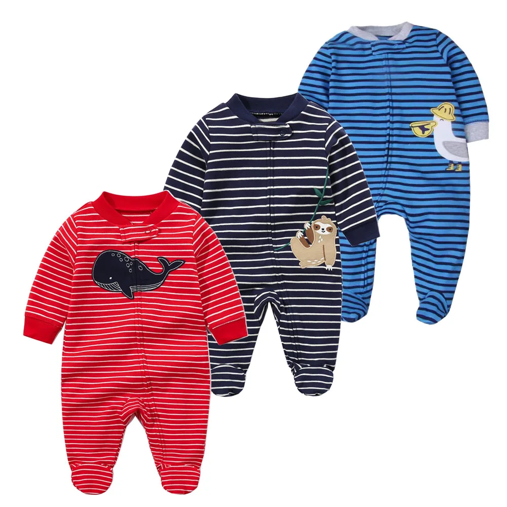 Newborn Baby Boys Girls Clothes Soft Cotton Baby Rompers Footed Infant Jumpsuit Striped Newborn Clothing Costume with baby clothes baby sleepsuit
