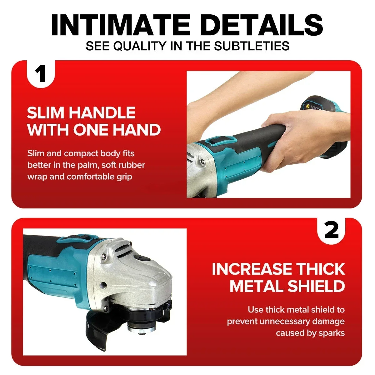 100mm/125mm 21V Angle Grinder for Makita Battery DIY Cutting Grinder Machine Brushless Cordless Angle Grinder Grind Power Tool 5