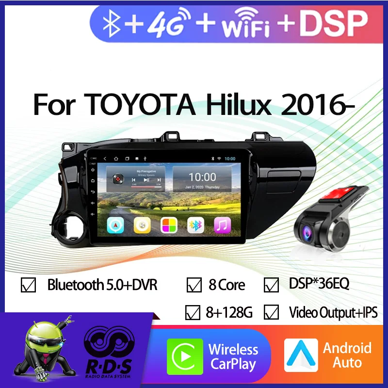 

Система Android 11 с четырехъядерным процессором, 2 ГБ + 32 ГБ, Wi-Fi, HD 1024*600, автомобильный GPS-навигатор для TOYOTA Hilux 2016, мультимедиа, рулевое колесо
