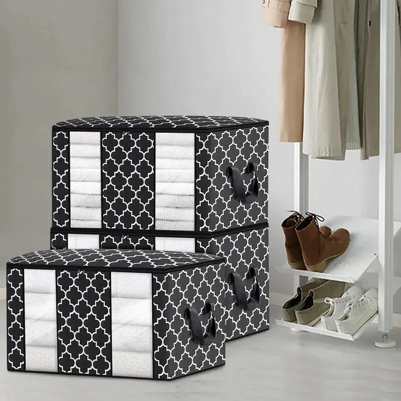 Clothes Storage Bag Foldable With Handle And Zipper Dustproof Waterproof Large Capacity