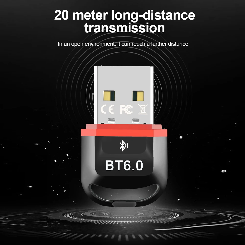 Bluetooth 6.0 어댑터 2-in-1 무선 오디오 송신기 수신기 헤드폰 스피커 용 USB 동글 Windows 8.1/10/11 드라이버 무료 Bluetooth 6.0 Adapter 2-in-1 Wire