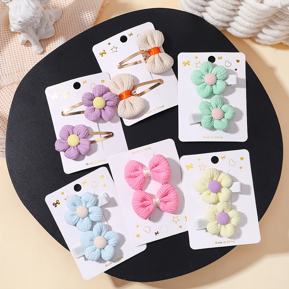 

8Pcs Lovely Hairpins for Kids Soft Flower Bow Children Hair Clips Kids Cute Fabric Barrettes Snap Baby Girl Hair Accessories