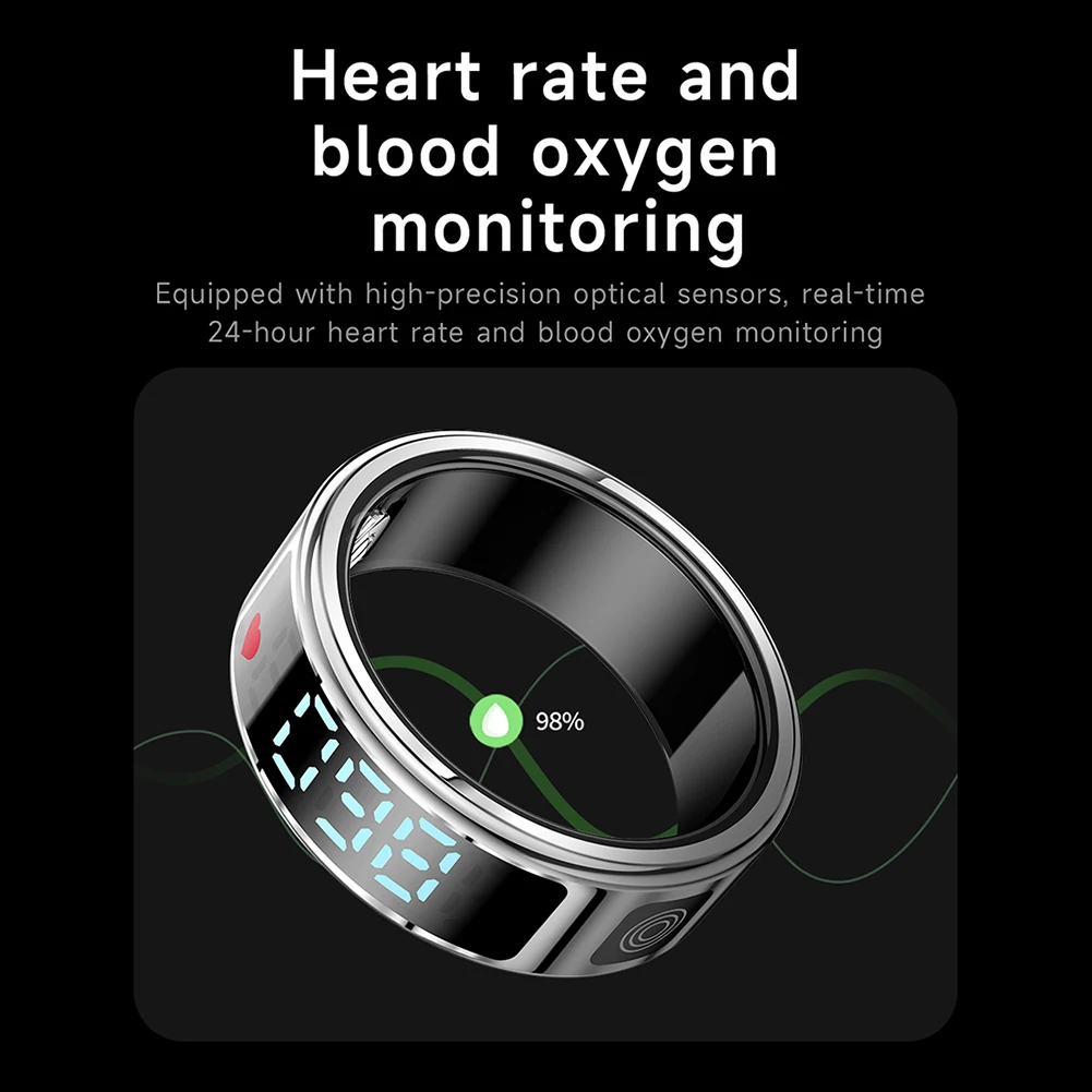 RS08 Smart Ring IP68Waterproof Health Fitness Sport Wrist Men Women's Rings Heart Rate Blood Oxygen Sleep Monitor For iPhone iOS