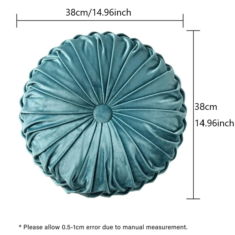 Velvet Pleated Round Accent Pillow - Boho Pumpkin Design