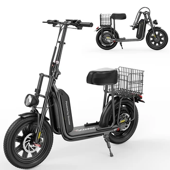 iScooter F7 16 '' Scooter elettrico 1000W Batteria motore 48V/10.4Ah Velocità massima 45KM/H Sedile e cestino Piccolo scooter per la spesa