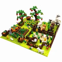 MOC Farm Animals Trees Plants Building Blocks for Kids Compatible Classic Bricks Juguetes Bloques Base Plate Toys for Children 2