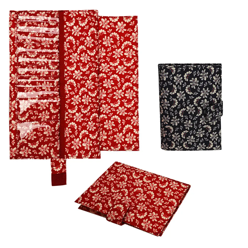 Cotton Empty Knitting Needles Bag Red Organizer Bag for Crochet Hooks Knitting Detachable Sewing Accessories Storage