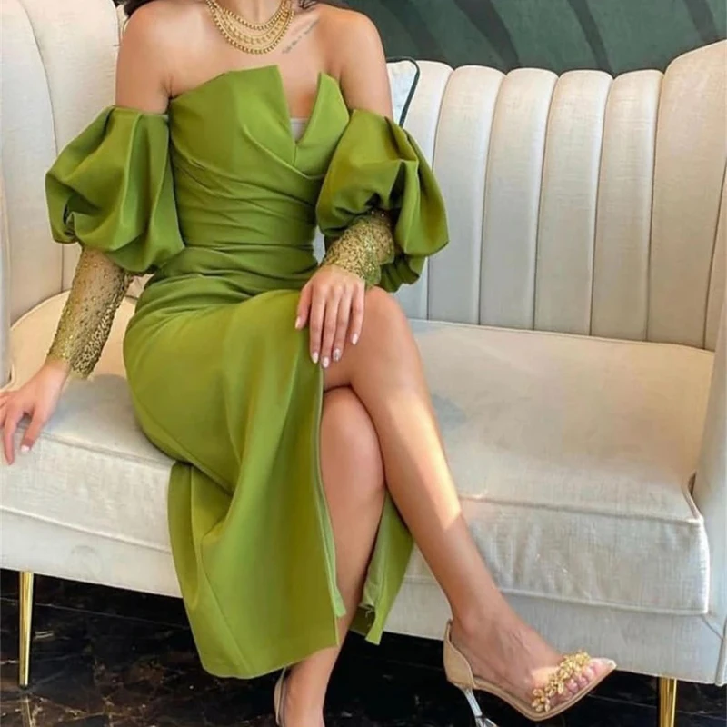 Green Evening Dresses Sleeves Long Sleeve Green Evening Dress Green