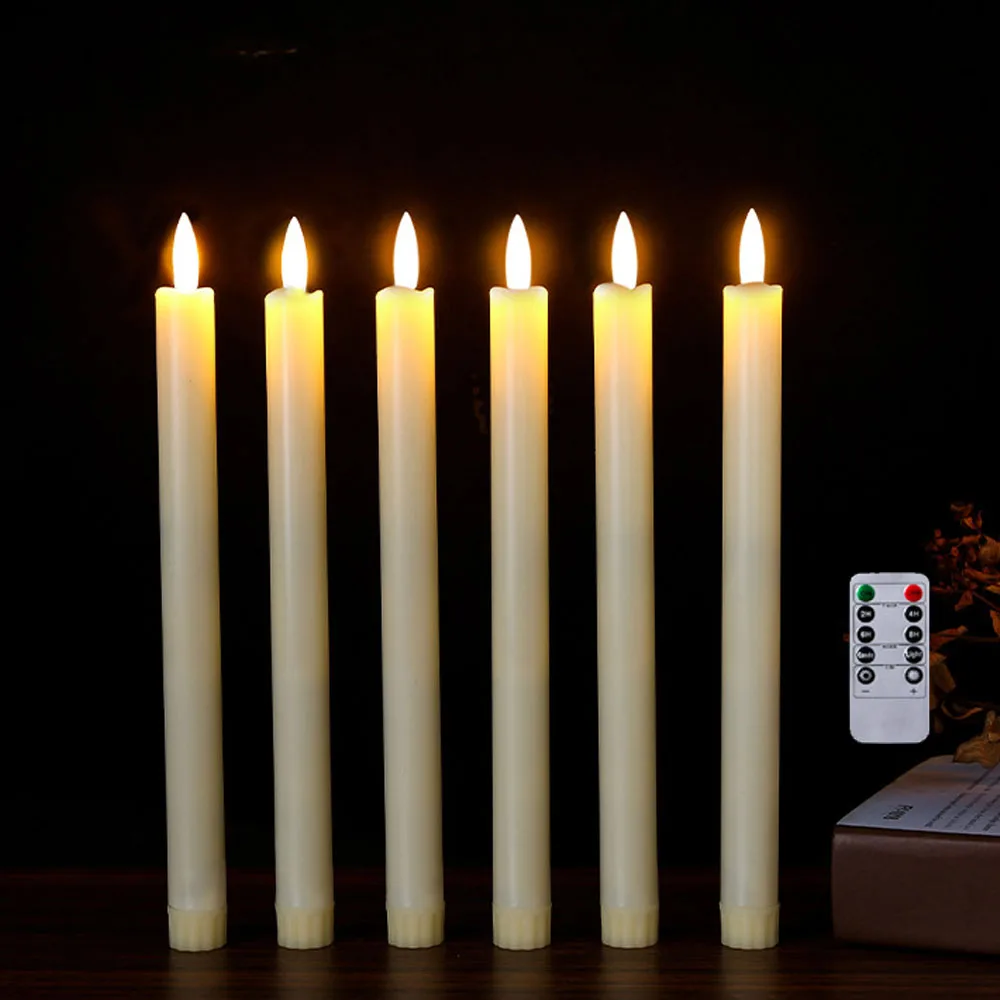 3x 25cm Candela elettrica a colonna gialla Flicker Lampada da tavolo per cena Telecomando Temporizzazione Lampada per atmosfera per festa di nozze Evento_voghion.com
