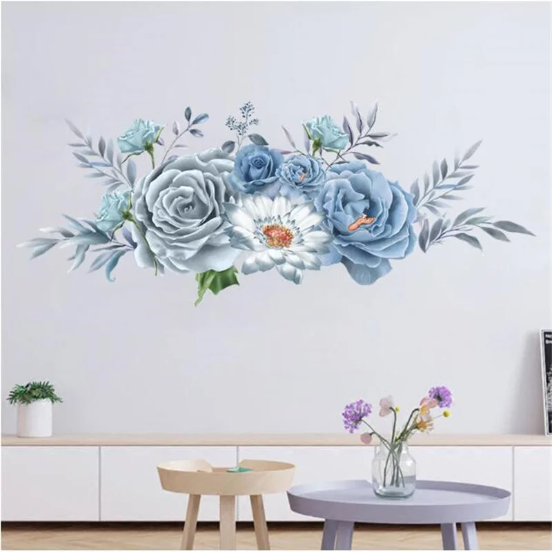 1Pcs Peony Flowers Rich Flower Group Wall Stickers For LivingRoom Sofa Self-Adhesive Painting Home Decoration Wall Decal 30*90CM