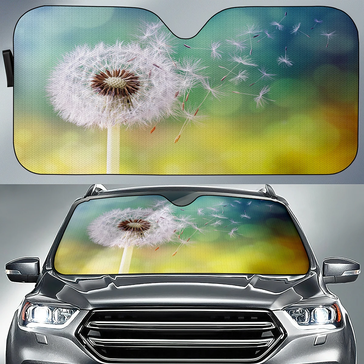 

Natural Plant Dandelion Car Windshield Sun Shade Blocks UV Sun Visor Heat Protection Universal Accessories for Auto Sedan SUV