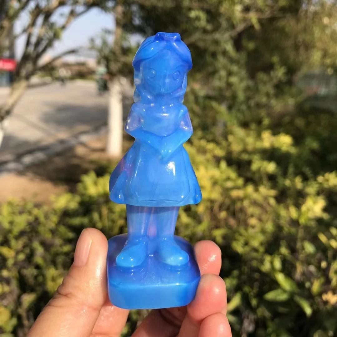 

90 мм натуральные цвета Опаловая мультяшная фигурка резной камень кристалл прекрасная статуя Алисы Кристалл домашний декор ремесла для украшения подарок