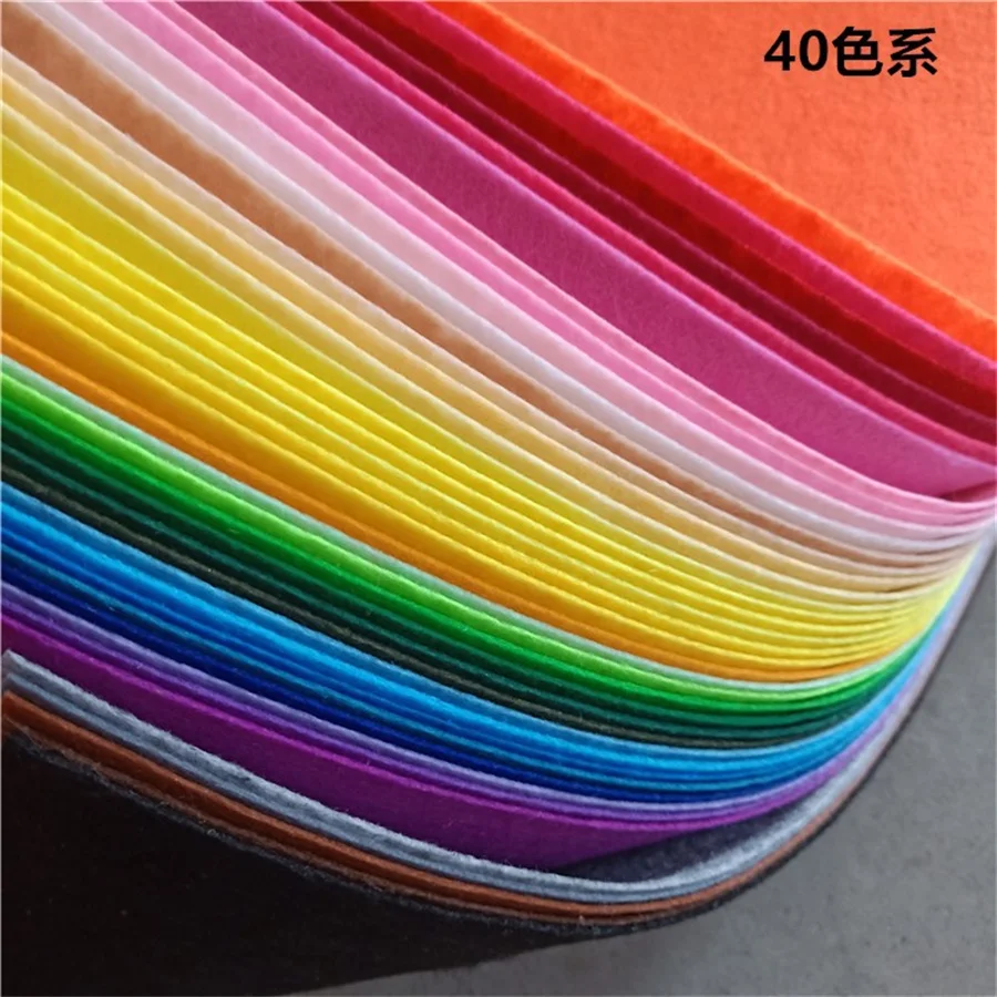 Felt Fabric Sheet 15*15cm 40Pcs Soft Felt Fabric Sheet Assorted Color Patchwork Sewing DIY Craft Squares Nonwoven 1mm Thick Handmade Cloth Weaving