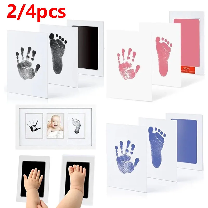 Ink Pads 2/4pc Baby Handprint Footprints Safe Non-toxic No-Touch Skin Inkless Inkpad Kits Pet Cat Dog Paw Prints Souvenirs Gifts