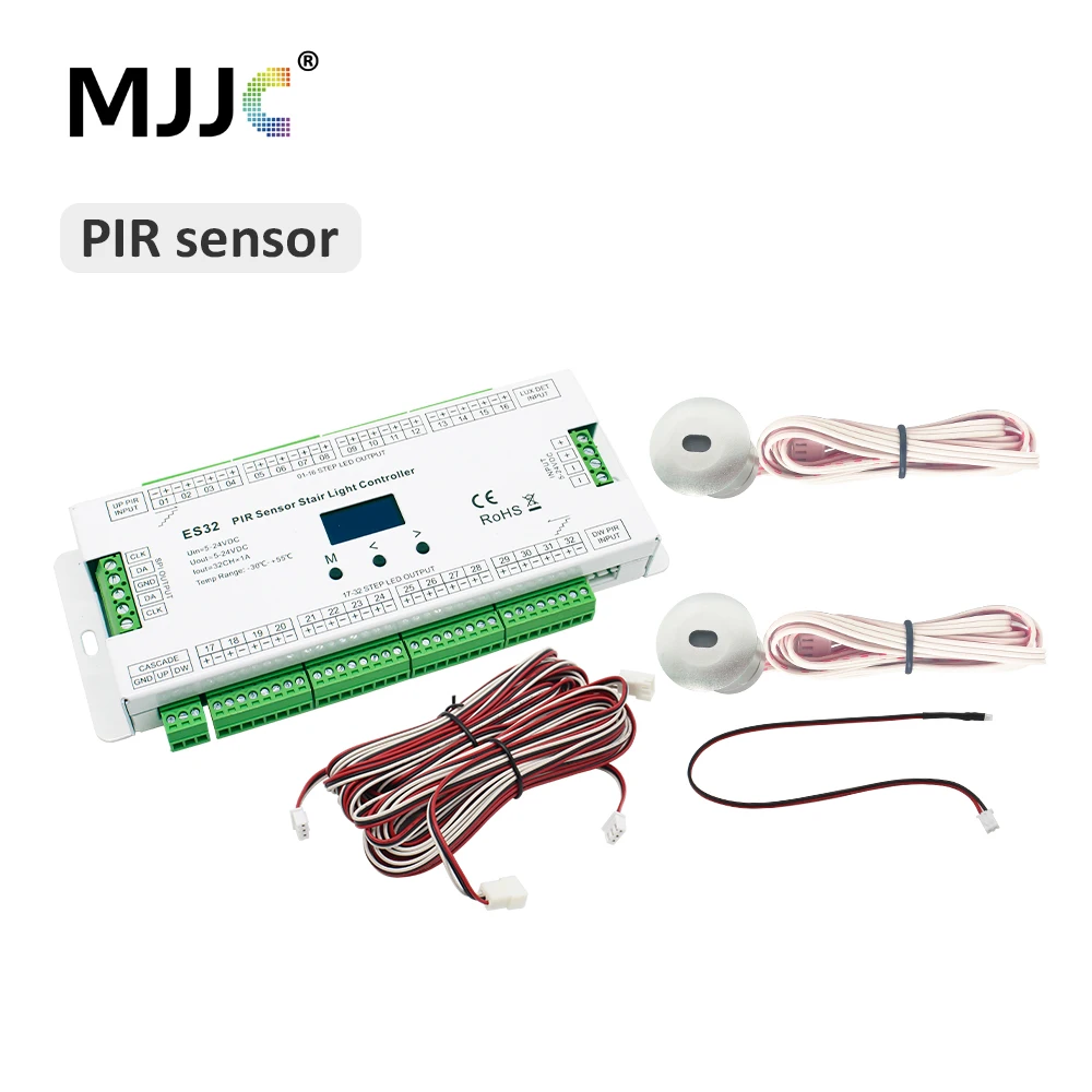 Pir Sensor Stair Led Controller Sensor de Movimento Interruptor de Luz Noturna Escada Indutiva Infravermelha 12v 24v dc 5v 32 Canais Es32