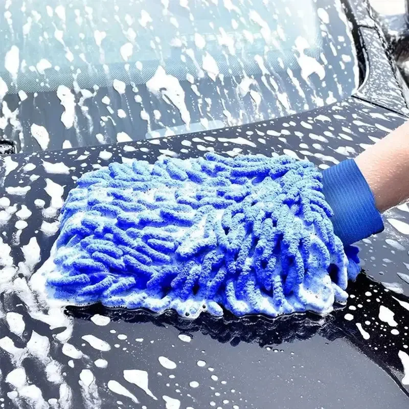 Chenille Plush Gloves for Car Cleaning Thickened Doublesided Car Cleaning Tools Ultrafine Fiber Washing Gloves