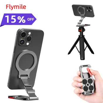 Flymile Magnetic Phone Holder Carabiner Mount for iphone 17 16 15 14 Accessories Handle Tripod Adapter Compatible with MagSafe 1