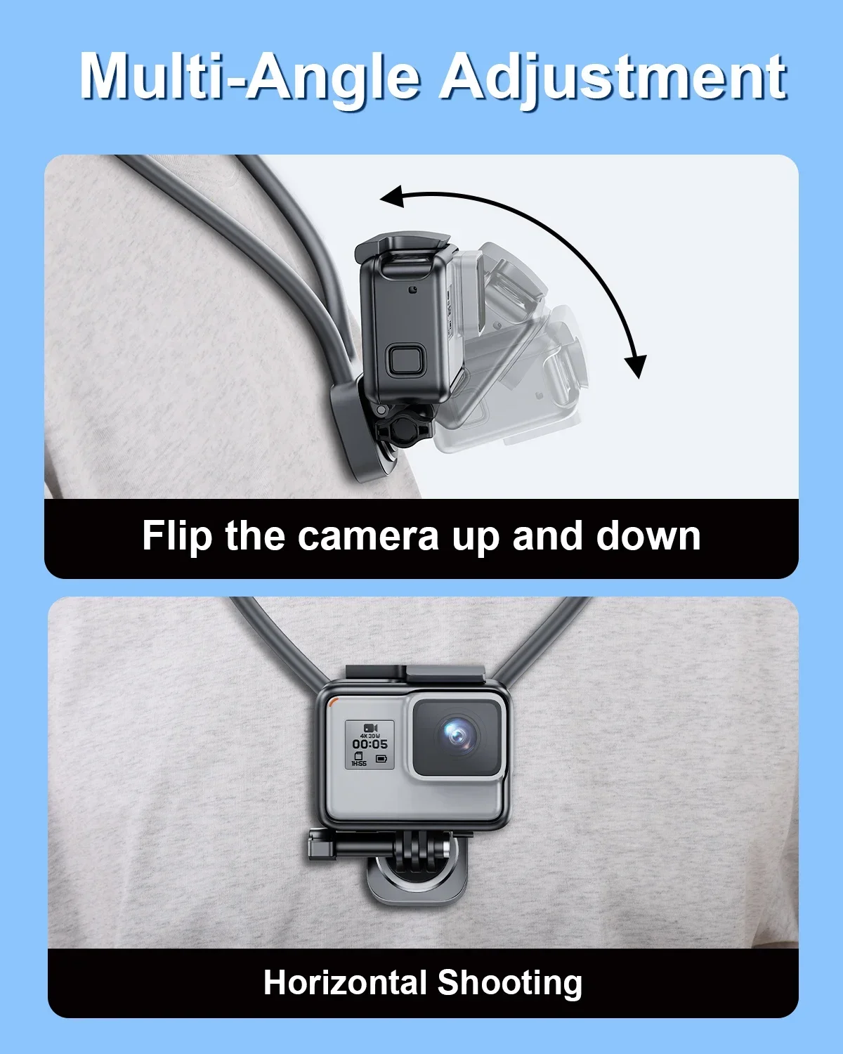 Eary Action Camera Necklace Chest Strap Neck Phone Holder Mount For POV Shots Vlog Recording Selfie Compatible With GoPro DJI