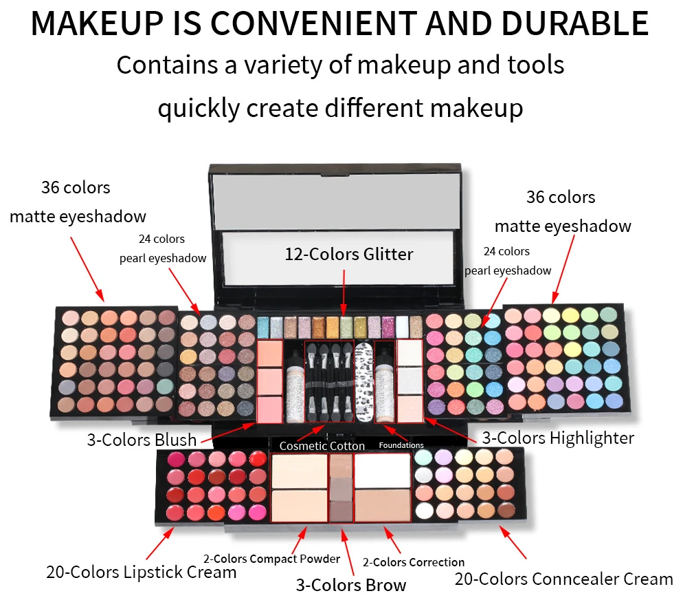 MISS ROSE Make-up Kit ALL IN ONE Full Facial Makeup Set Eye Shadow Lip Gloss Eyeliner Makeup Brushe Cosmetics Bag Product eye makeup set makeup set makeup kit