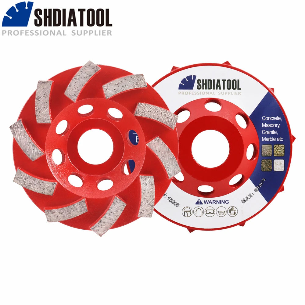 

SHDIATOOL 2pcs 4" /Dia100mm Segmented Turbo Diamond Grinding Cup Wheel Concrete Masonry Brick Diamond Grinding Discs