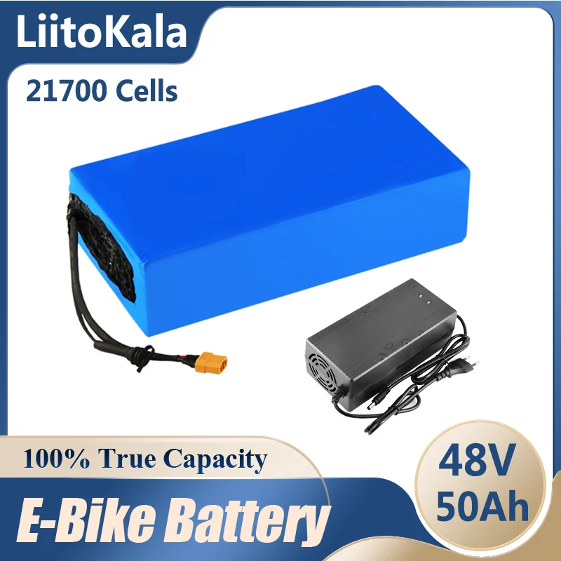 

LiitoKala 48V 50Ah Electric Bike 21700 13S10P Lithium Battery Pack for 1000W 1500W 2000W 2500W 20A 30A 50A BMS E-Bike Battery