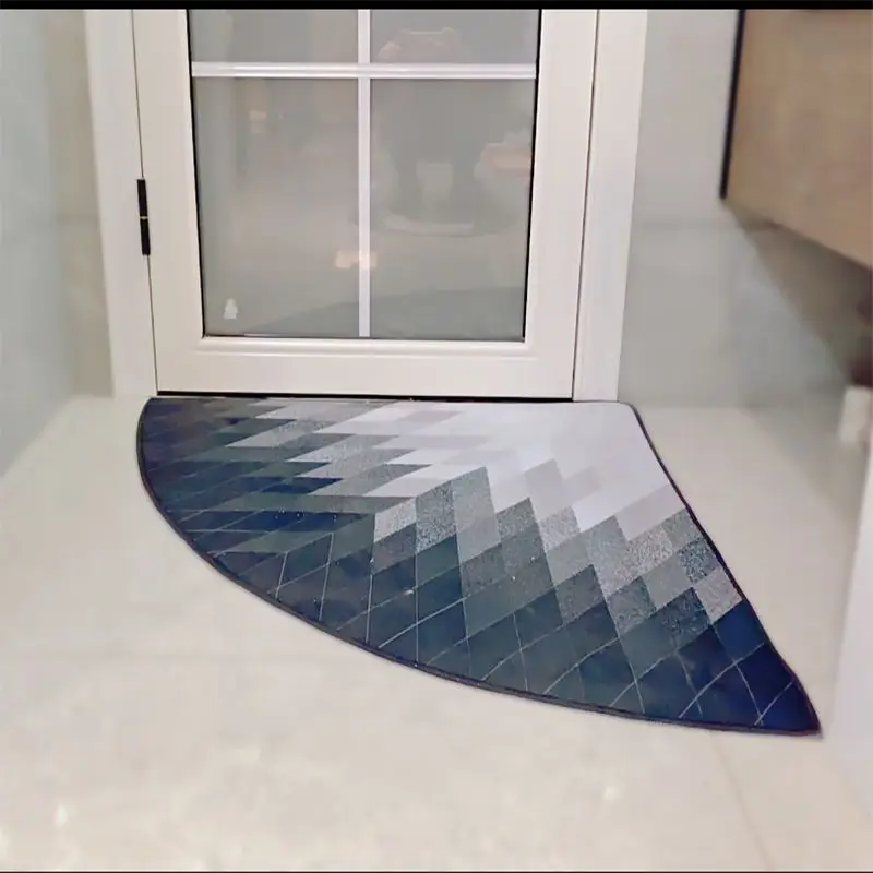 Nordic Modern Fan-Shaped Corner Carpet, Washable Floor Mat, Irregular Triangular Door Mat, Living Room, Bedroom, Porch Home, 1Pc