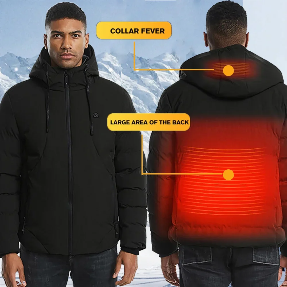 USB Heated Jacket Men Winter Warm USB Heating Jackets Coat Heated Clothing Warm Jackets Fashion Solid Color Outdoor Hoodies Coat new 220v eu electric blanket heater thicker heated mattress thermostat electric heating blanket winter body warmer random color