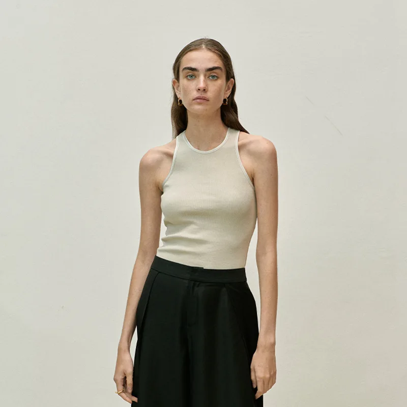 

VC New Cotton Vest Women 2023 Autumn and Winter Basic Models Casual Versatile Wrap Slim Sleeveless Pullover Tops Womenswear