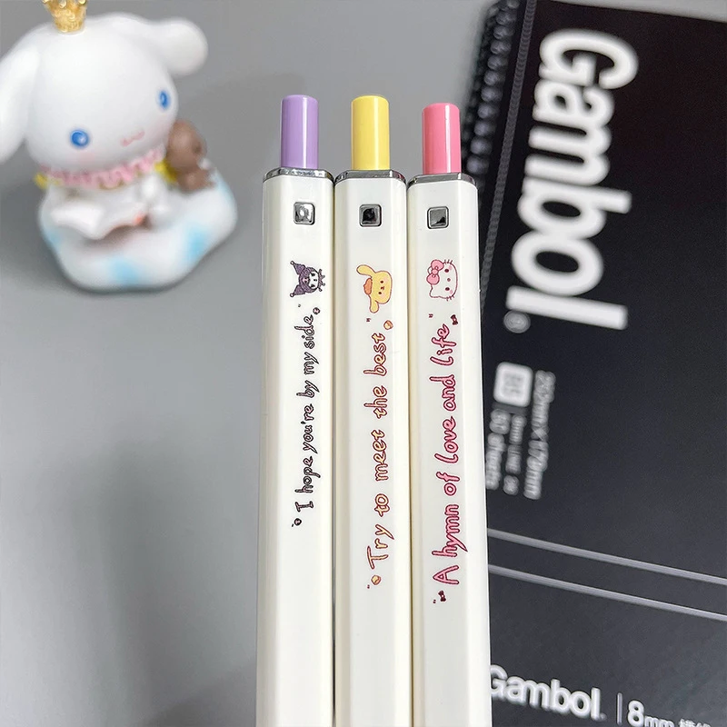 

Sanrio Kawaii пластиковый Ins Hello Kitty Kuromi My Melody Cinnamoroll 0,5 мм наконечник для нажатия нейтральной ручки квадратный сменный стержень
