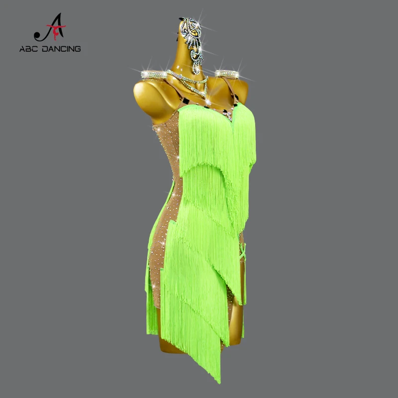 Adult Women's Latin Dance Competition Dress Sexy Short Skirts Tassel Clothes Ball Practice Wear Prom Costume