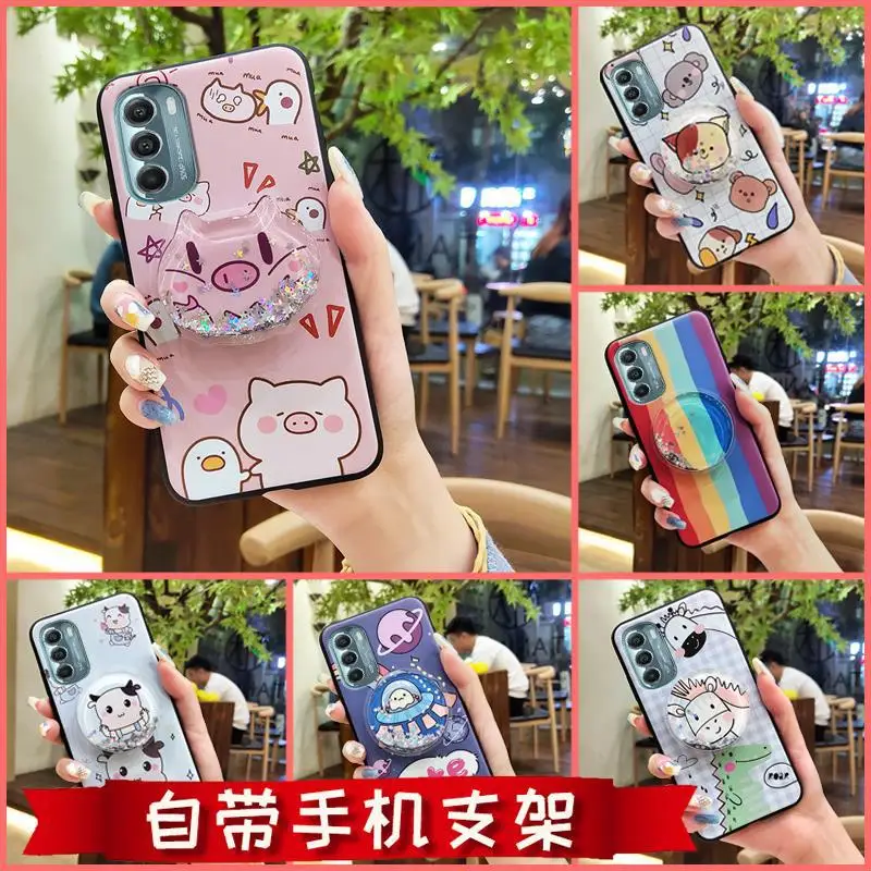 

Cartoon Quicksand Stand TPU Cover For Motorola Moto G Stylus P30 P40 Power Pro Z4 Play Defy Pure Fast 4G 5G 2021 2022 2023 Cases