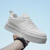 Autumn New Men's White Thick Sole Shoes Versatile with Elevated Laces, Breathable and Odor Resistant Sports Shoes, Sizes 39-45 4