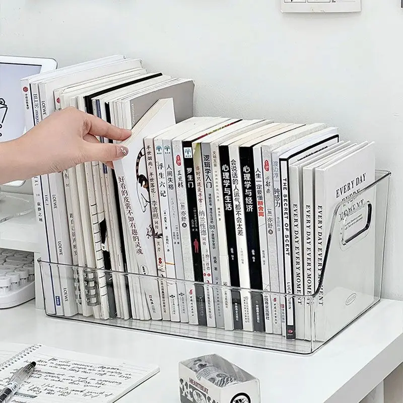 Transparent And Minimalist Magazine Storage And Organization Shelf Desktop Bookshelf Dust-Proof Storage Book Box For Writer