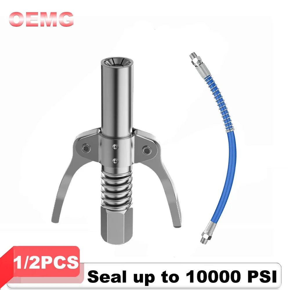 Grease Gun Coupler Double Handle Grease Gun Tips Heavy Duty 10000 PSI Quick Lock-on and Release for All Guns Fittings