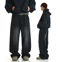 Retro Men's Denim Jeans Loose Straight Leg Wide Leg Long Pants Autumn Winter American Trendy Brand Washed out Yellow Mud Dyed