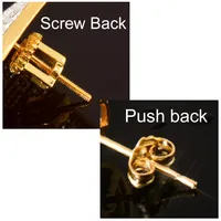 CUC 10MM Square Zircon Earring Gold silver Color  Men Women Screw Stud Earrings Hip Hop Jewelry Fashion Gift 2