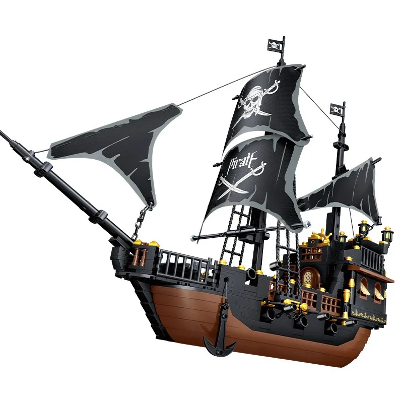 Enlighten Building Block Military Pirate Stronghold Black Pearl Boat Royal Navy Warship Port Bricks Toy For Xmas Bricks Gift Toy