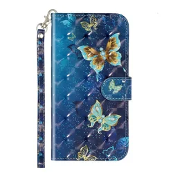 Chic Leather Flip Wallet Case with Card Slots - Cute Design - Galaxy S24 Ultra (BlueG Butterfly DF)