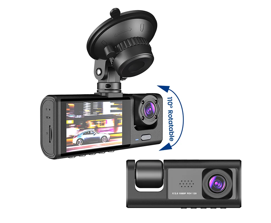 EKLEVA Channel Dash Cam, 1080P Full HD Car DVR Dashboard Camera, Driving  Recorder with Inch IPS Touch Screen, 360° 170 Degree Wide Angle, IR