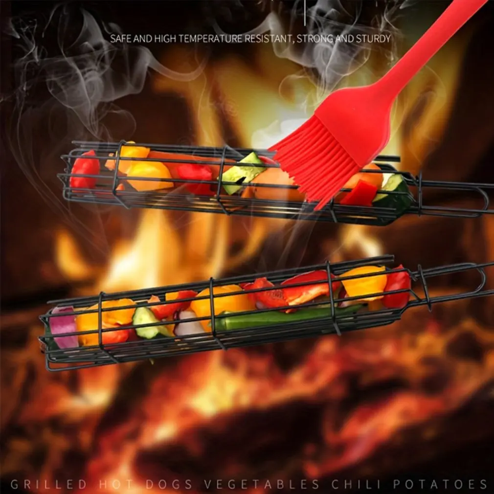 Mini Barbecue Cage BBQ Hot Dog Cage Outdoor Barbecue Basket Net BBQ Rack Stainless Steel