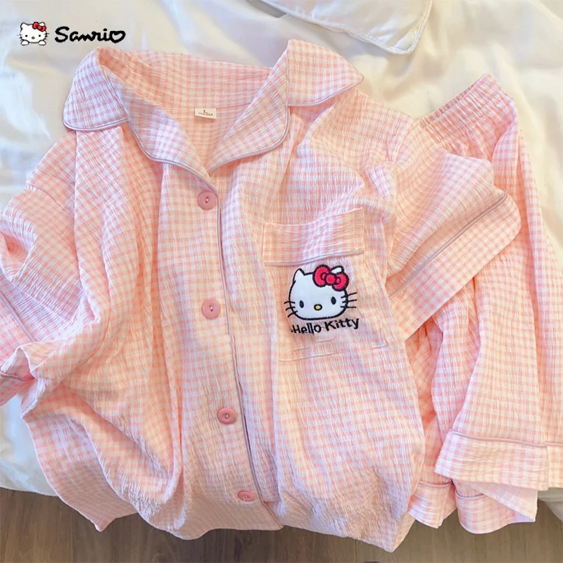 

Kawaii Hellokitty Pajamas Short Sleeve Shorts 2 Pcs/set Sanrio Cartoon Mymelody Summer Ladies Home Clothes Girls Clothing Gift