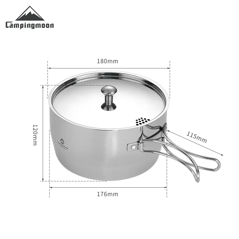 CAMPINGMOON Thickened Composite Stainless Steel Outdoor Camping Soup Pot, Boiling Water Portable Picnic Pot, Cooking Utensils