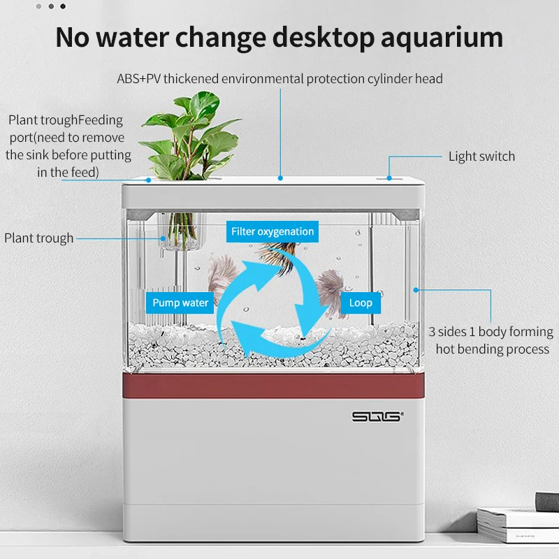 Home Fish Tank Small Desktop Creative Landscape Package Ecological Micro Landscape Free Water Bucket Fish Tank Mini Aquarium