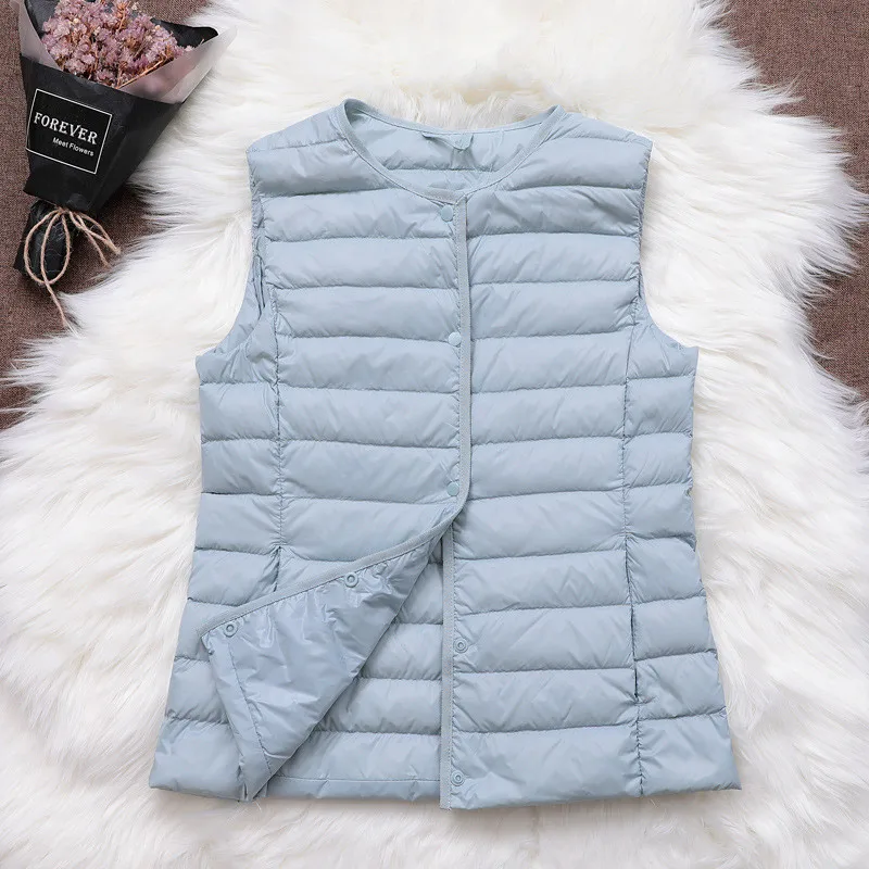 Ultra Light White Duck Down Vest Coat Parkas Autumn Winter Women Sleeveless Waistcoat Warm Puffer Jacket Ladies Short Tank Tops - 2