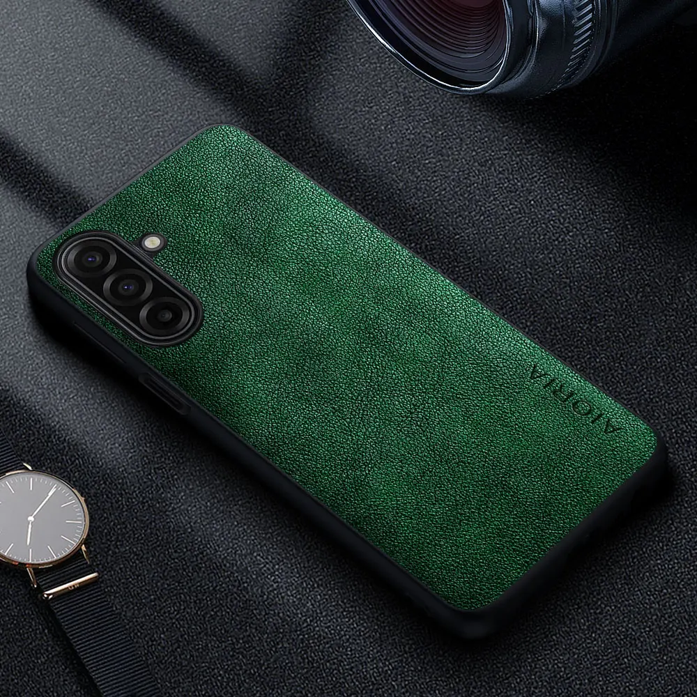 Premium Luxury Leather Retro Business Style Solid Color Phone Case