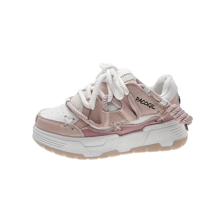 Cute Harajuku Sneakers Women's Running Shoes New Blue Thick Platform Sneakers Students Outdoor Casual Pink Vulcanized Shoes 42 4
