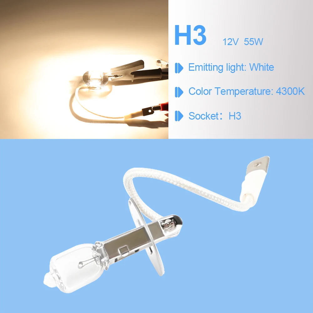 2PCS Halogen Lamps Car Light Bulbs H3 12V 55W For Car Styling Parking